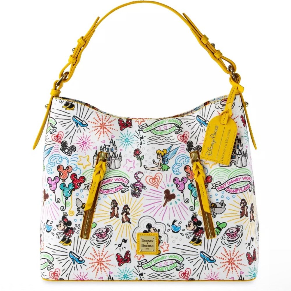 Disney Dooney & Bourke Hobo Bag - Sketch 10th Anniversary - Yellow Trim